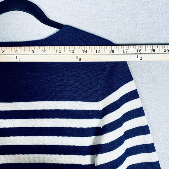 Brooks Brothers Sweater Womens L Blue Silk Cashmere Pullover Striped Parrots - Picture 7 of 11